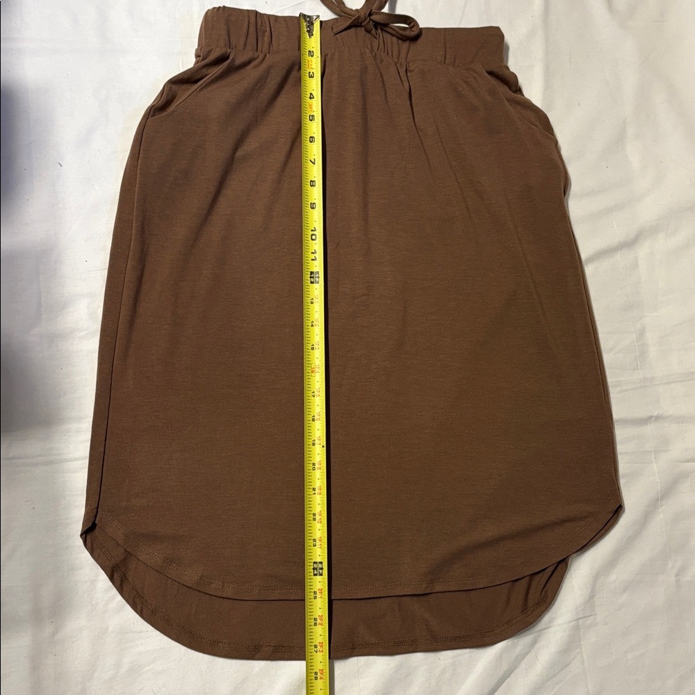Zenana Outfitters Brown Midi Skirt SZ XL - Picture 6 of 10